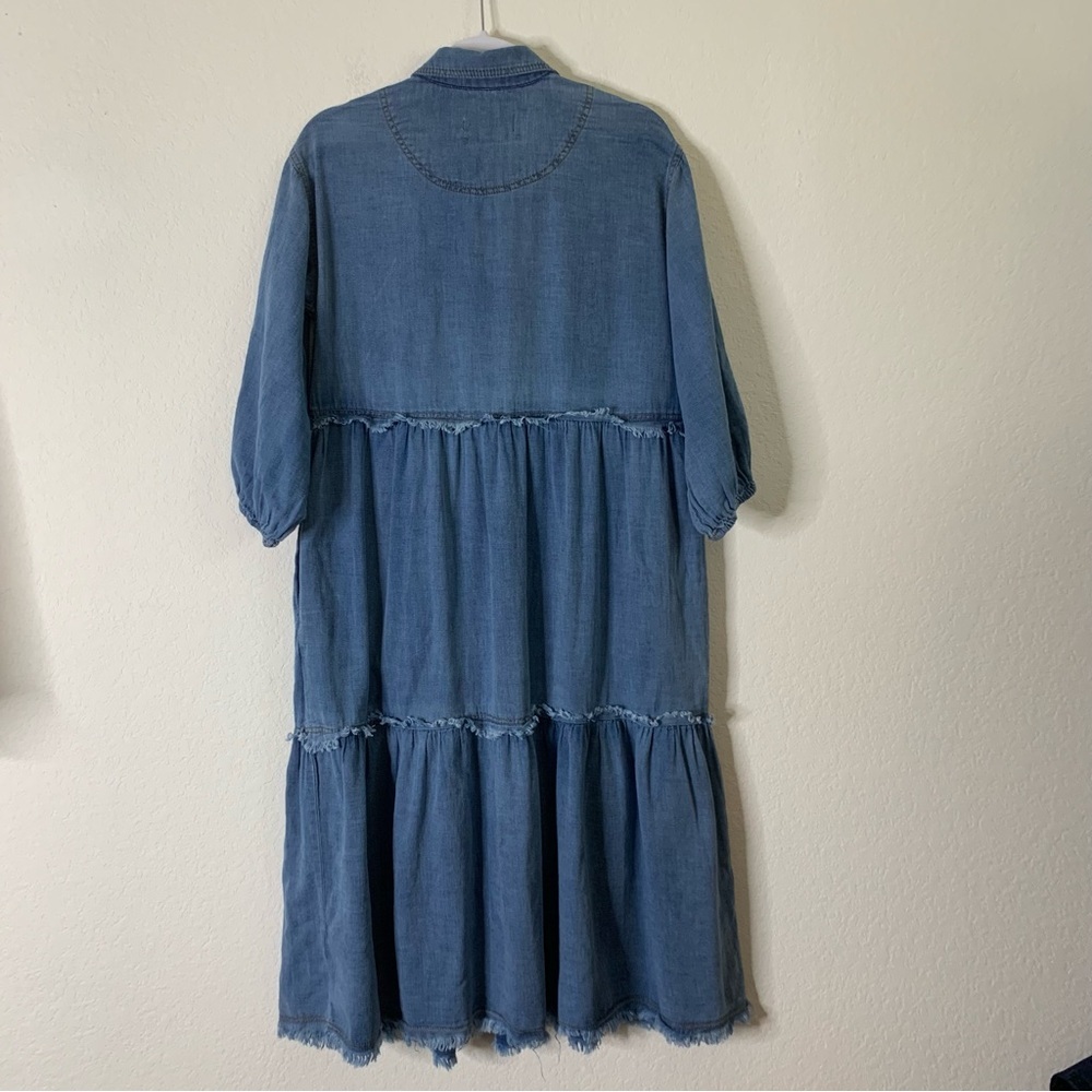Anthropologie The Bettina Tiered Shirt Dress Denim Blue MP - Picture 9 of 9